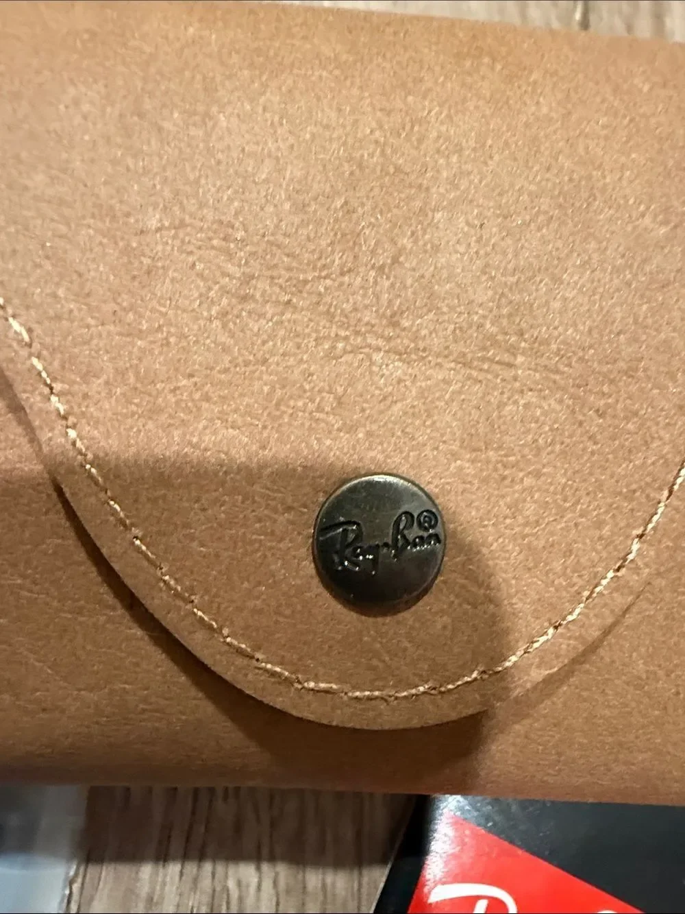 Ray-Ban Brown Leather Sunglasses Case with Booklet and the fabric